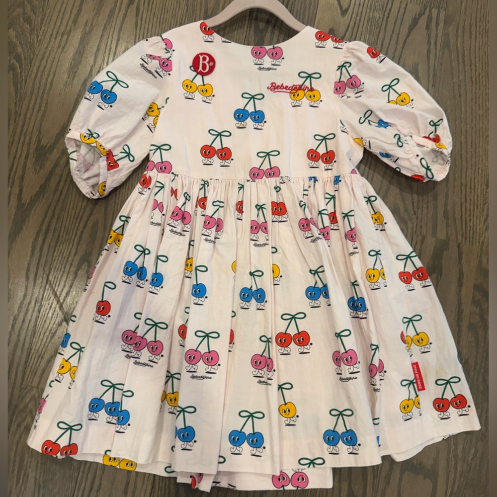 Bebe de pino Girls Cherry Print Cotton Dress - Multicolor 120 or 6